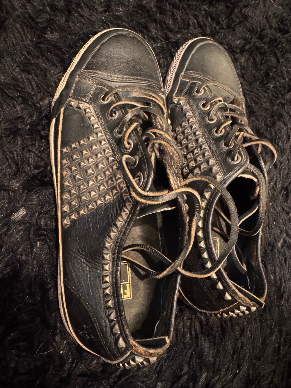 Frye Men's Black Studded Greene Low Top Sneakers Y2K NWOT Size 9